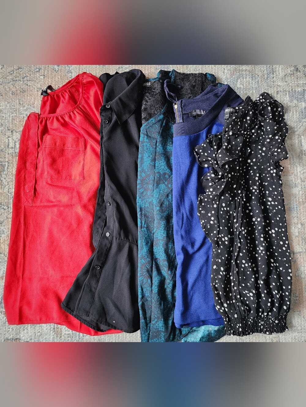 Women's Tops Lot - Red, Black, Green, Blue, Polka Dot